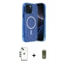 ieg™ iPhone 14 Kılıf Eksen Çizgi - Siyah Joko Magic 5D Hayalet Cam + Yeşil Shine Kamera Lens
