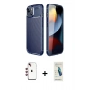 ieg™ iPhone 14 Kılıf Eksen Form Prime - Şeffaf Pasifik Cam Ekran Koruyucu + Kırmızı Shine Kamera Lens