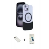 ieg™ iPhone 14 Kılıf Kozmos Form Özel Seri - Şeffaf Pasifik Cam Ekran Koruyucu + Pembe Diamond Kamera Lens