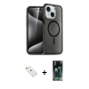 ieg™ iPhone 14 Kılıf Nova Asil Prime - Şeffaf 360 Full Body Arka Koruyucu + Pembe Diamond Kamera Lens