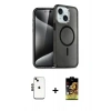 ieg™ iPhone 14 Kılıf Nova Asil Prime - Siyah Buffer Cam Ekran Koruyucu + Siyah Shine Kamera Lens