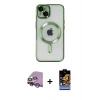 ieg™ iPhone 14 Kılıf Nova Işık Özel Seri - Siyah Buffer Hayalet Cam Ekran Koruyucu + Mor Raze Metal Kamera Lens