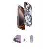 ieg™ iPhone 14 Kılıf Siluet Doku - Siyah Joko Magic 5D Cam + Mor Raze Metal Kamera Lens