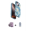 ieg™ iPhone 14 Kılıf Siluet Doku - Siyah Joko Magic 5D Cam + Mor Raze Metal Kamera Lens