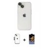ieg™ iPhone 14 Kılıf Ufuk Minimal Özel Seri - Siyah Buffer Hayalet Cam Ekran Koruyucu + Siyah Shine Kamera Lens
