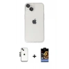 ieg™ iPhone 14 Kılıf Ufuk Minimal Özel Seri - Siyah Buffer Hayalet Cam Ekran Koruyucu + Siyah Shine Kamera Lens