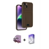 ieg™ iPhone 14 Kılıf Vadi Çizgi Prime - Siyah Bilvis 5in1 3D Magic Cam Ekran Koruyucu + Kırmızı Raze Metal Kamera Lens