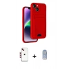 ieg™ iPhone 14 Kılıf Vadi Çizgi Prime - Siyah Joko Magic 5D Cam + Kırmızı Shine Kamera Lens