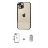 ieg™ iPhone 14 Kılıf Vadi Minimal - Siyah Joko Magic 5D Cam + Mavi Shine Kamera Lens