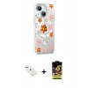 ieg™ iPhone 14 Kılıf Yörünge Işık Prime - Siyah Buffer Cam Ekran Koruyucu + Yeşil Diamond Kamera Lens