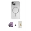 ieg™ iPhone 14 Plus Kılıf Akış Minimal Özel Seri - Siyah Mat Seramik Nano Ekran Koruyucu + Siyah Raze Metal Kamera Lens