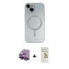 ieg™ iPhone 14 Plus Kılıf Akış Minimal Özel Seri - Siyah Mat Seramik Nano Ekran Koruyucu + Siyah Raze Metal Kamera Lens