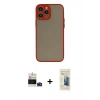 ieg™ iPhone 14 Pro Max Kılıf Ahenk Çizgi Serisi - Siyah 6D Mat Seramik Hayalet Nano Ekran Koruyucu + Derin Mor Bilvis Titan Kamera Lens