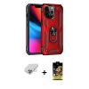 ieg™ iPhone 14 Pro Max Kılıf Ahenk Klasik Koleksiyonu - Siyah Buffer Cam Ekran Koruyucu + Gold Band Metal Kamera Lens