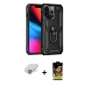 ieg™ iPhone 14 Pro Max Kılıf Ahenk Klasik Koleksiyonu - Siyah Buffer Cam Ekran Koruyucu + Gold Band Metal Kamera Lens