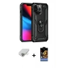ieg™ iPhone 14 Pro Max Kılıf Ahenk Klasik Koleksiyonu - Siyah Buffer Hayalet Cam Ekran Koruyucu + Gold Band Metal Kamera Lens