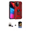 ieg™ iPhone 14 Pro Max Kılıf Ahenk Klasik Koleksiyonu - Siyah Buffer Hayalet Cam Ekran Koruyucu + Gümüş Bilvis Titan Kamera Lens