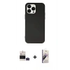 ieg™ iPhone 14 Pro Max Kılıf Ahenk Serisi - Siyah Bilvis 3D Mat Cam Ekran Koruyucu + Derin Mor Bilvis Titan Kamera Lens