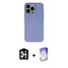 ieg™ iPhone 14 Pro Max Kılıf Ahenk Serisi - Siyah Bilvis 5in1 3D Magic Cam Ekran Koruyucu + Turuncu PVD Metal Kamera Lens
