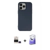 ieg™ iPhone 14 Pro Max Kılıf Ahenk Serisi - Siyah Bilvis 5in1 5D Magic Hayalet Cam Ekran Koruyucu + Derin Mor Bilvis Titan Kamera Lens