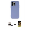 ieg™ iPhone 14 Pro Max Kılıf Ahenk Serisi - Siyah Buffer Cam Ekran Koruyucu + Derin Mor Bilvis Titan Kamera Lens