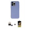 ieg™ iPhone 14 Pro Max Kılıf Ahenk Serisi - Siyah Buffer Cam Ekran Koruyucu + Gümüş Bilvis Titan Kamera Lens