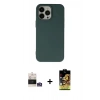 ieg™ iPhone 14 Pro Max Kılıf Ahenk Serisi - Siyah Buffer Cam Ekran Koruyucu + Gümüş Bilvis Titan Kamera Lens