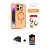 ieg™ iPhone 14 Pro Max Kılıf Akış Form - Siyah Buffer Hayalet Cam Ekran Koruyucu + Gümüş Raze Metal Kamera Lens