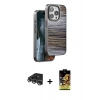 ieg™ iPhone 14 Pro Max Kılıf Atlas Minimal Özel Seri - Siyah Buffer Cam Ekran Koruyucu + Gümüş Raze Metal Kamera Lens