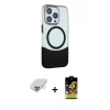 ieg™ iPhone 14 Pro Max Kılıf Çekirdek Asil Özel Seri - Siyah Buffer Cam Ekran Koruyucu + Gold Band Metal Kamera Lens