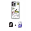 ieg™ iPhone 14 Pro Max Kılıf Çekirdek Asil - Siyah Bilvis 5in1 5D Magic Hayalet Cam Ekran Koruyucu + Turuncu PVD Metal Kamera Lens