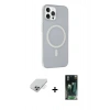 ieg™ iPhone 14 Pro Max Kılıf Çekirdek Modern Prime - Siyah 360 Mat Full Body Arka Koruyucu + Gümüş Band Metal Kamera Lens