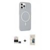 ieg™ iPhone 14 Pro Max Kılıf Çekirdek Modern Prime - Siyah 6D Mat Seramik Hayalet Nano Ekran Koruyucu + Gümüş Bilvis Titan Kamera Lens