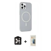 ieg™ iPhone 14 Pro Max Kılıf Çekirdek Modern Prime - Siyah 6D Mat Seramik Hayalet Nano Ekran Koruyucu + Turuncu PVD Metal Kamera Lens