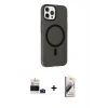 ieg™ iPhone 14 Pro Max Kılıf Çekirdek Modern Prime - Siyah Bilvis 3D Mat Cam Ekran Koruyucu + Derin Mor Bilvis Titan Kamera Lens