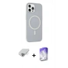 ieg™ iPhone 14 Pro Max Kılıf Çekirdek Modern Prime - Siyah Bilvis 5in1 3D Magic Cam Ekran Koruyucu + Gümüş Band Metal Kamera Lens