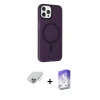 ieg™ iPhone 14 Pro Max Kılıf Çekirdek Modern Prime - Siyah Bilvis 5in1 3D Magic Cam Ekran Koruyucu + Gümüş Band Metal Kamera Lens