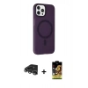 ieg™ iPhone 14 Pro Max Kılıf Çekirdek Modern Prime - Siyah Buffer Cam Ekran Koruyucu + Gümüş Raze Metal Kamera Lens