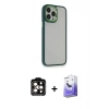 ieg™ iPhone 14 Pro Max Kılıf Eksen Doku Prime - Siyah Bilvis 5in1 5D Magic Hayalet Cam Ekran Koruyucu + Turuncu PVD Metal Kamera Lens