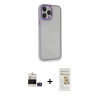ieg™ iPhone 14 Pro Max Kılıf Eksen Doku Prime - Siyah Mat Seramik Nano Ekran Koruyucu + Derin Mor Bilvis Titan Kamera Lens