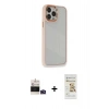 ieg™ iPhone 14 Pro Max Kılıf Eksen Doku Prime - Siyah Mat Seramik Nano Ekran Koruyucu + Derin Mor Bilvis Titan Kamera Lens