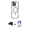 ieg™ iPhone 14 Pro Max Kılıf Eksen Klasik Koleksiyonu - Siyah Bilvis 5in1 3D Magic Cam Ekran Koruyucu + Gold Raze Metal Kamera Lens