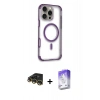 ieg™ iPhone 14 Pro Max Kılıf Eksen Klasik Koleksiyonu - Siyah Bilvis 5in1 3D Magic Cam Ekran Koruyucu + Gold Raze Metal Kamera Lens