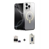 ieg™ iPhone 14 Pro Max Kılıf Eksen Minimal Özel Seri - Siyah Bilvis Hayalet Cam Ekran Koruyucu + Derin Mor Bilvis Titan Kamera Lens