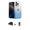 ieg™ iPhone 14 Pro Max Kılıf Eksen Minimal Özel Seri - Siyah Joko Magic 5D Hayalet Cam + Gümüş Raze Metal Kamera Lens