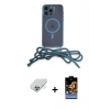 ieg™ iPhone 14 Pro Max Kılıf Eksen Özel Seri - Siyah Buffer Hayalet Cam Ekran Koruyucu + Gümüş Band Metal Kamera Lens