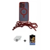 ieg™ iPhone 14 Pro Max Kılıf Eksen Özel Seri - Siyah Buffer Hayalet Cam Ekran Koruyucu + Gümüş Band Metal Kamera Lens