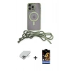 ieg™ iPhone 14 Pro Max Kılıf Eksen Özel Seri - Siyah Buffer Hayalet Cam Ekran Koruyucu + Gümüş Band Metal Kamera Lens