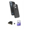 ieg™ iPhone 14 Pro Max Kılıf İz Işık Koleksiyonu - Siyah Bilvis 5in1 5D Magic Hayalet Cam Ekran Koruyucu + Gold Raze Metal Kamera Lens