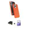 ieg™ iPhone 14 Pro Max Kılıf İz Işık Koleksiyonu - Siyah Bilvis 5in1 5D Magic Hayalet Cam Ekran Koruyucu + Gold Raze Metal Kamera Lens